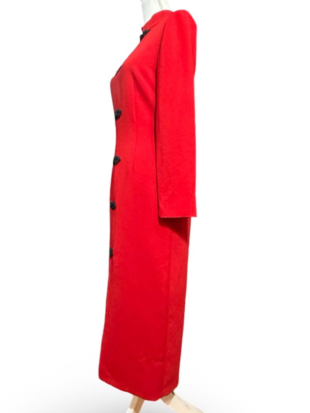 Zara Red Mandarin Collar Midi Dress with Frog Fasteners S - Picture 11 of 14